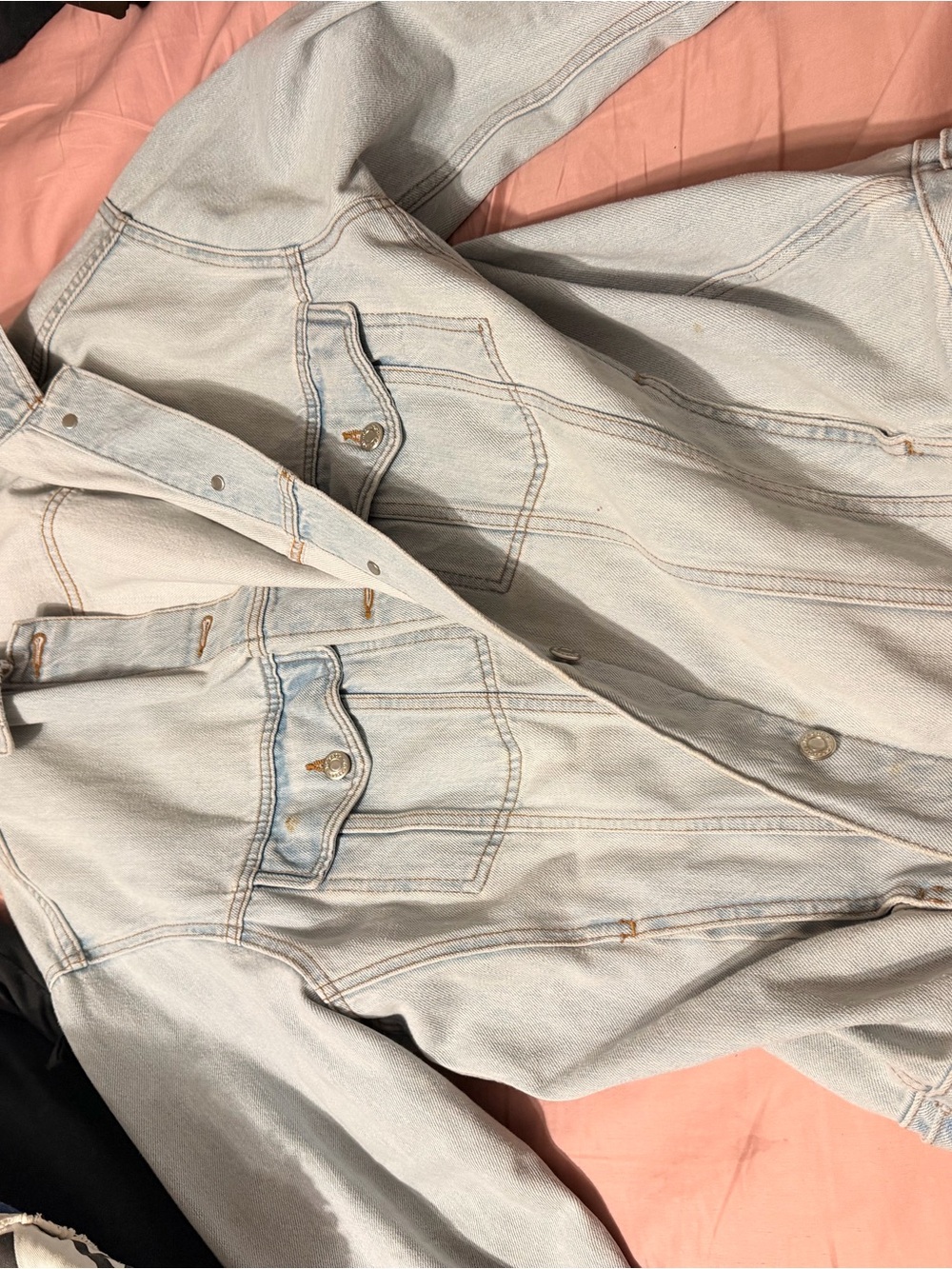 Topshop Light Wash Denim Jacket in Pale Blue